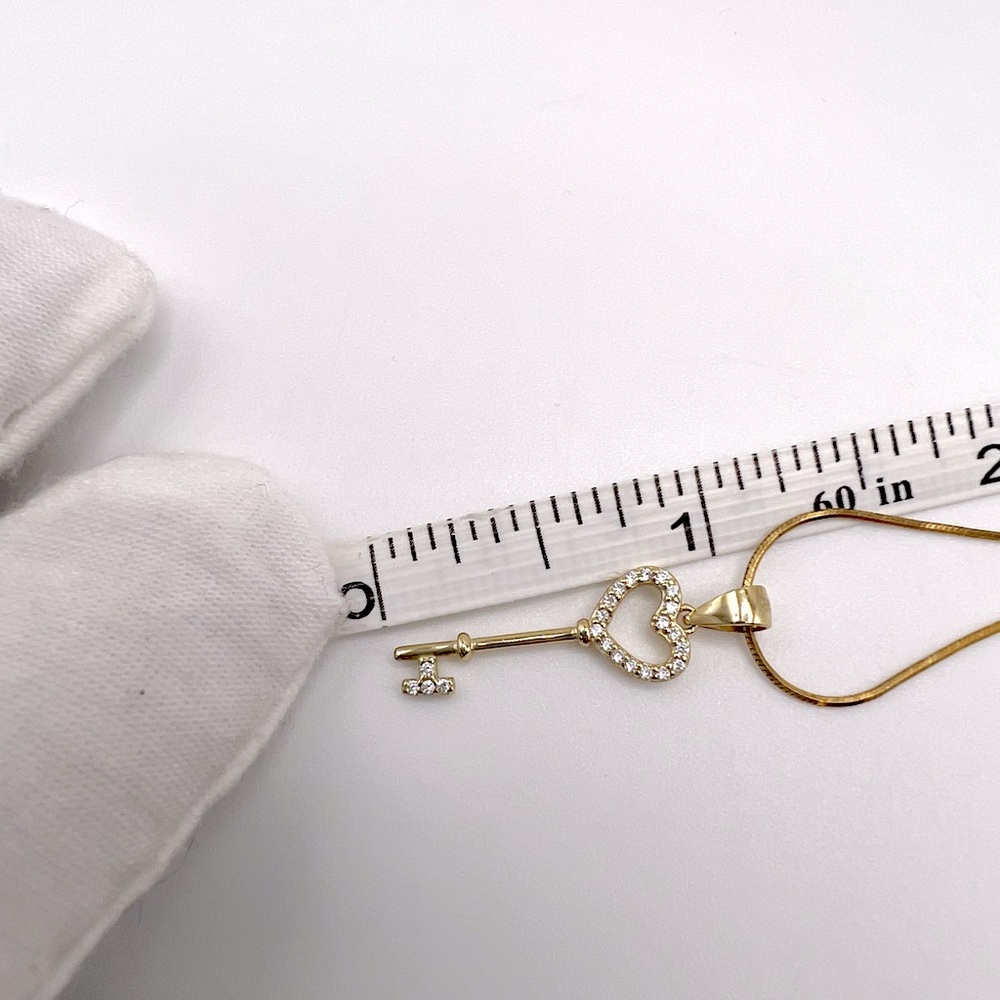 Gold Plating over Sterling Heart Key Cz Necklace - Picture 13 of 13